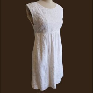 J.Crew Big Girls White Embroidered Dress Size 6 100% Cotton